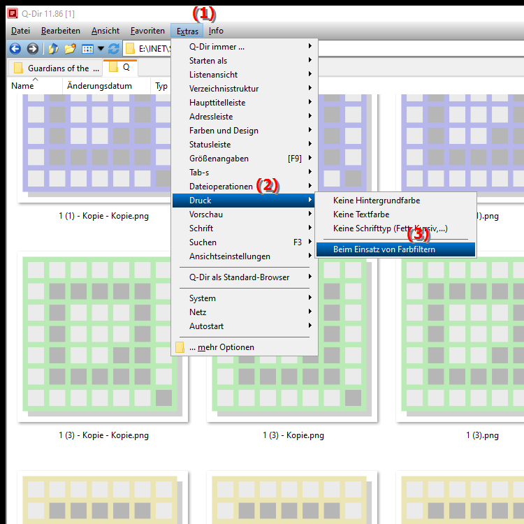 Wie beeinflussen Farbfilter die Druckausgabe im Datei Explorer